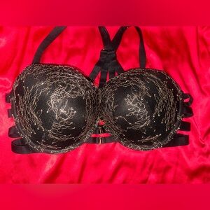 Elegant Black Lace Bra and garter belt set